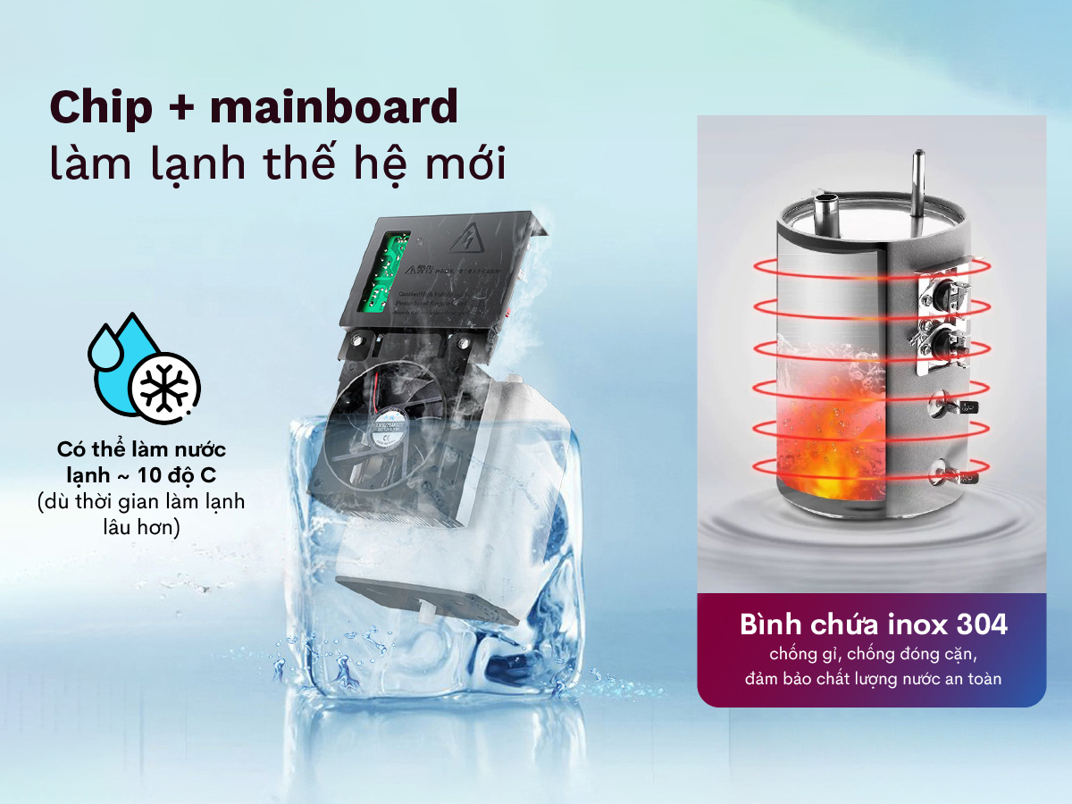 Cây nước nóng lạnh FujiHome WD61E úp bình, 3 vòi, làm lạnh điện tử