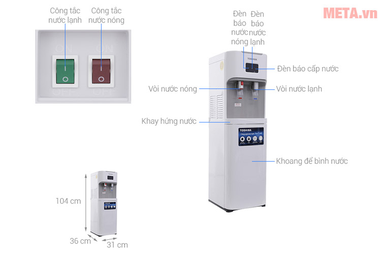 Cây nước nóng lạnh Toshiba RWF-W1669BV bình âm