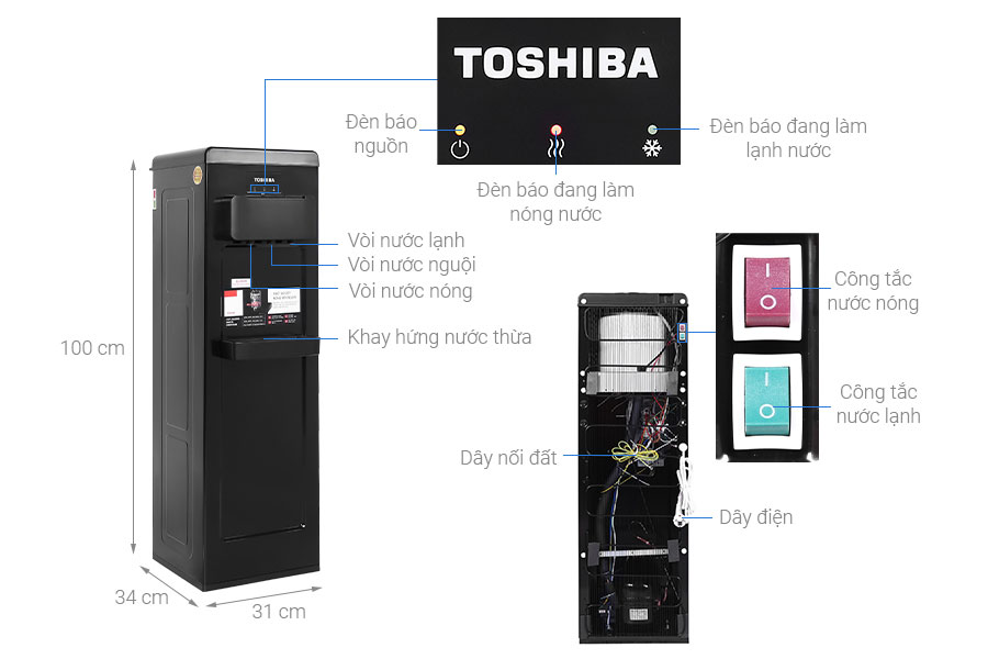Cây nước nóng lạnh úp bình Toshiba RWF-W1917TV