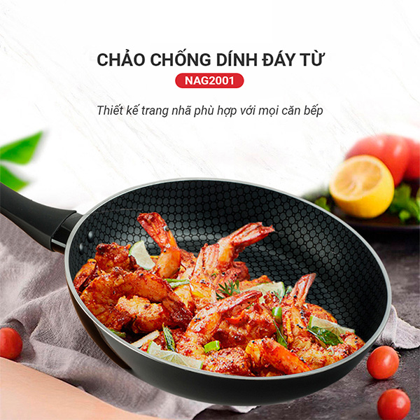 Chảo chống dính đáy từ Nagakawa NAG2001 20cm