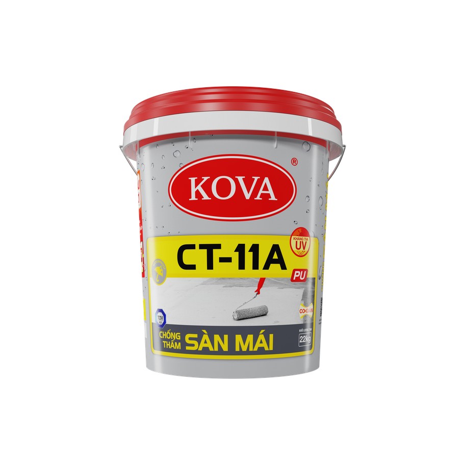 Chất chống thấm KOVA CT-11A PU Sàn Mái co giãn 360%, chống thấm tốt cho sân thượng