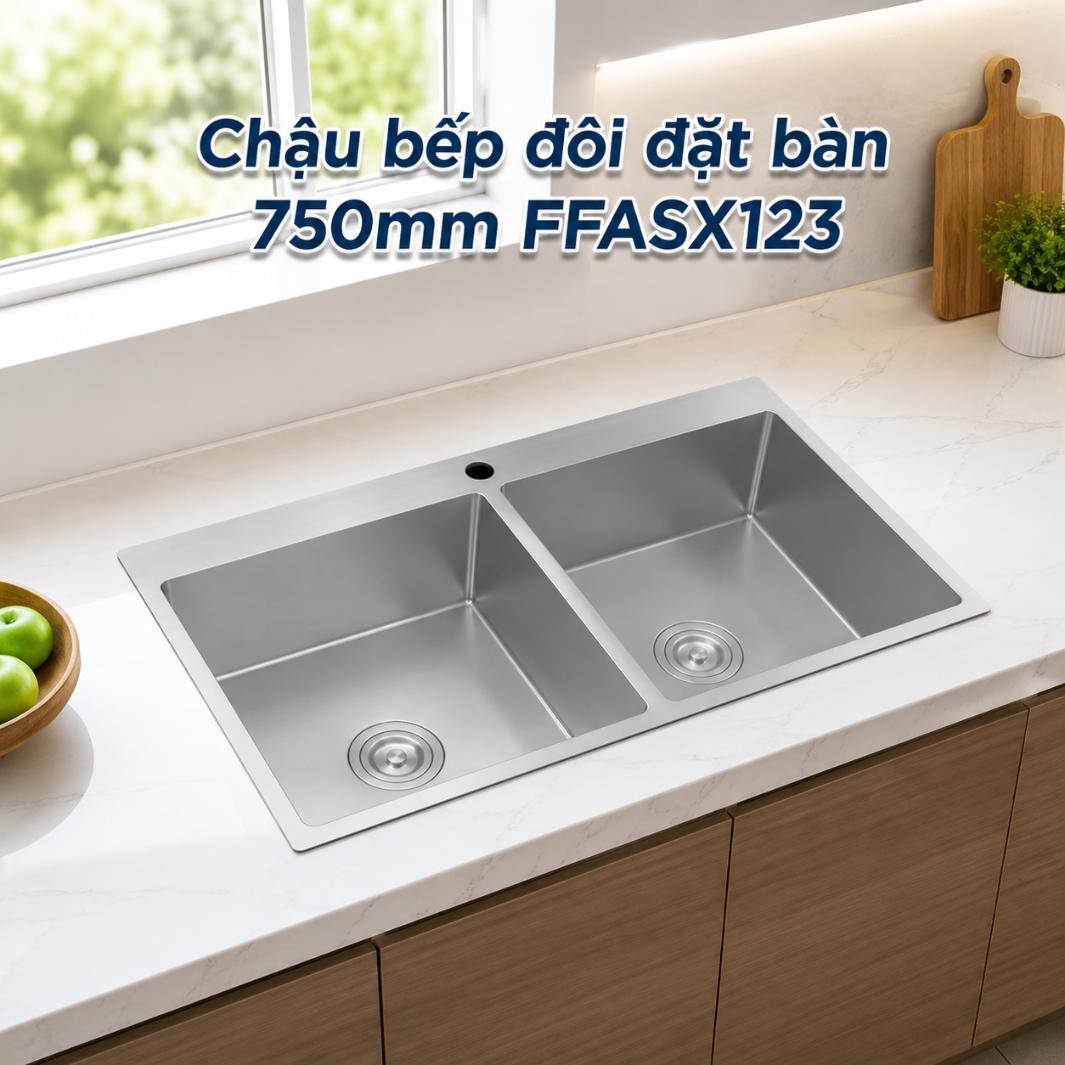 Chậu bếp đôi đặt bàn 750mm FFASX123