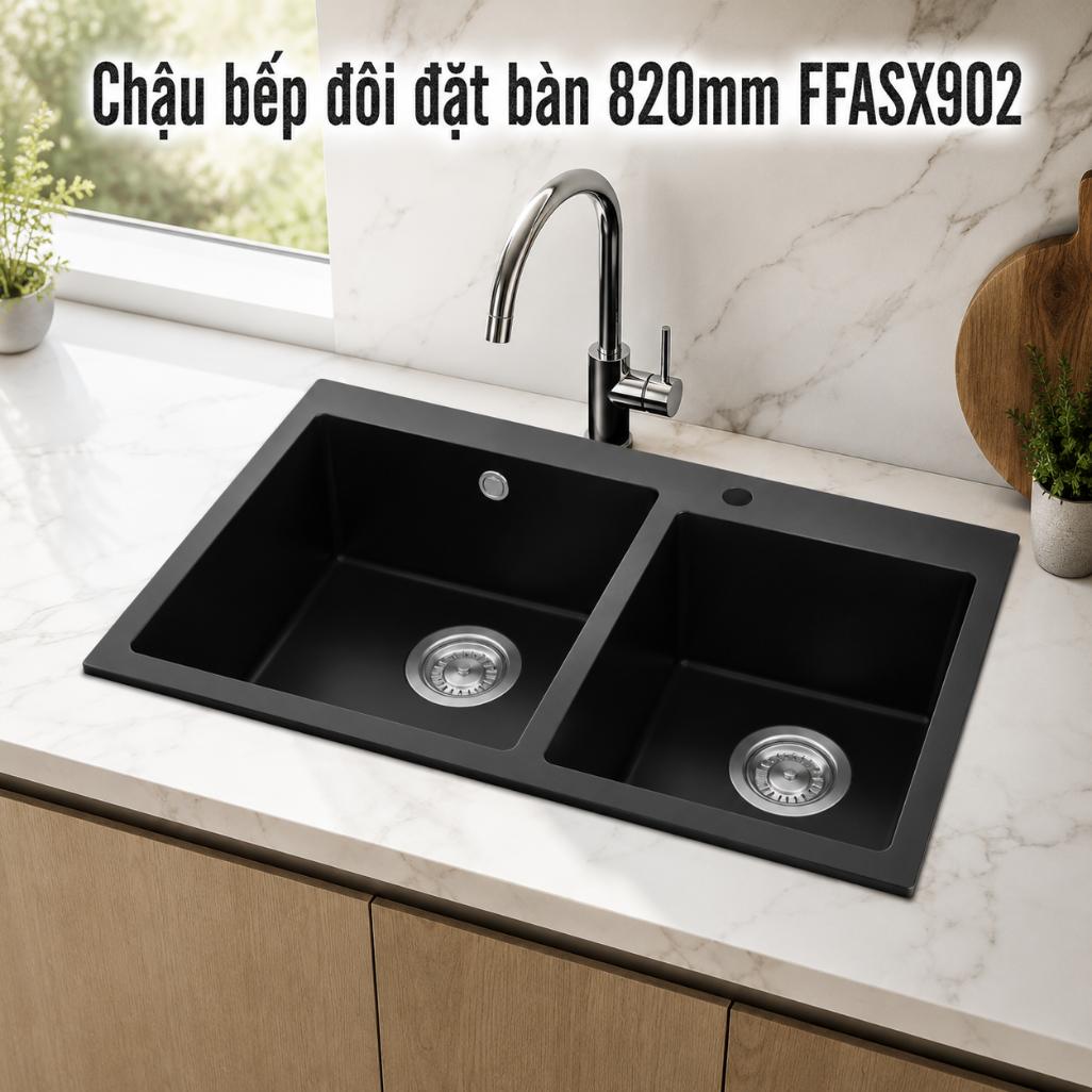Chậu bếp đôi đặt bàn 820mm FFASX902