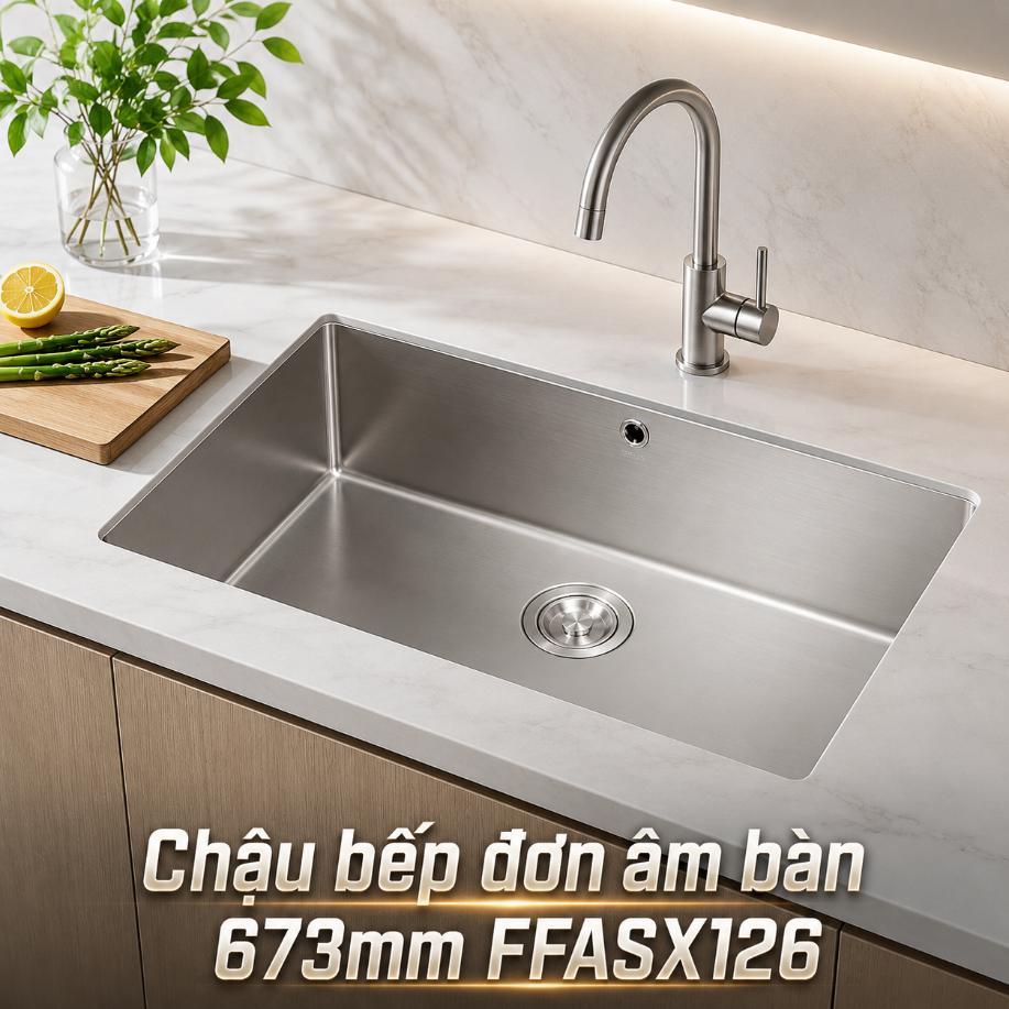 Chậu bếp đơn âm bàn 673mm FFASX126