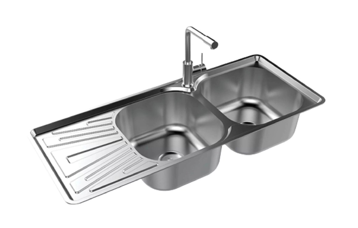 Chậu rửa chén inox Sơn Hà S100 2 hộc 1 bàn