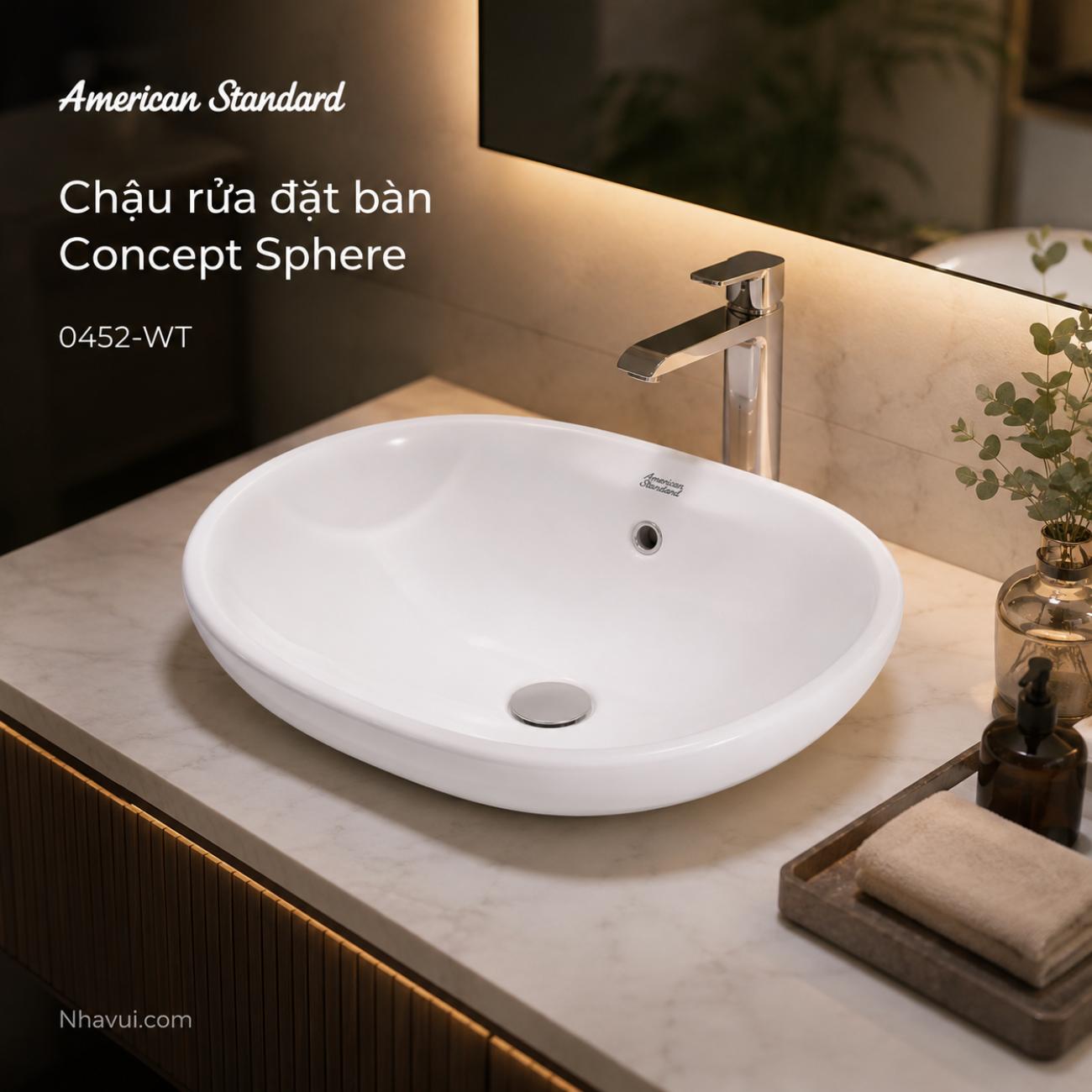Chậu rửa đặt bàn American Standard 0452-WT Concept Sphere