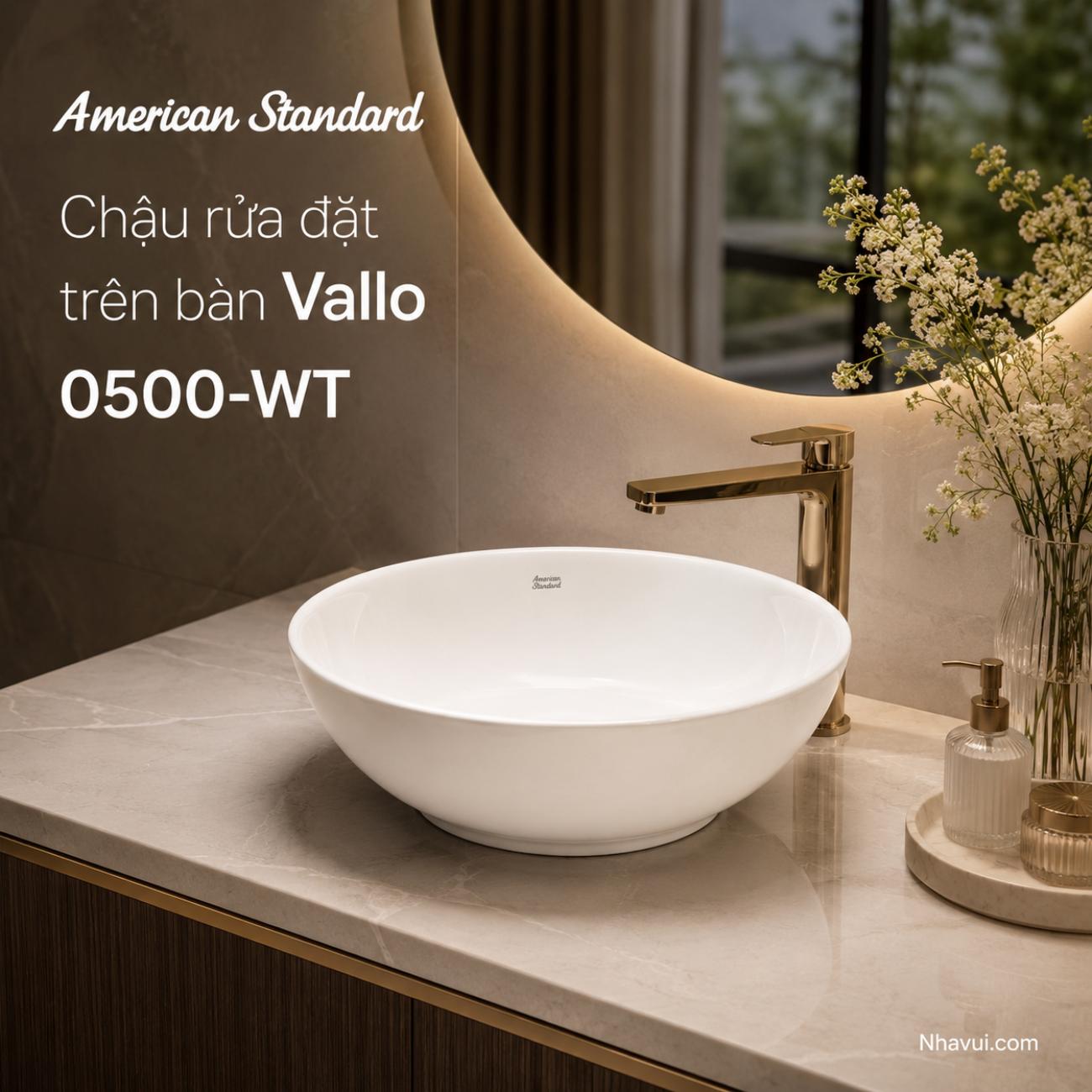 Chậu rửa đặt trên bàn American Standard 0500-WT Vallo