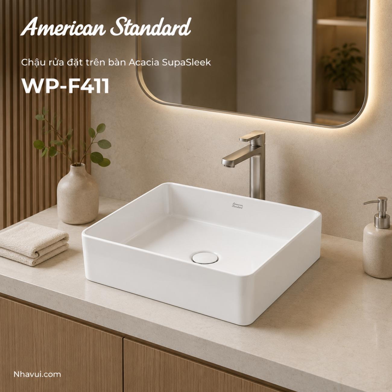 Chậu rửa đặt trên bàn American Standard WP-F411 Acacia SupaSleek