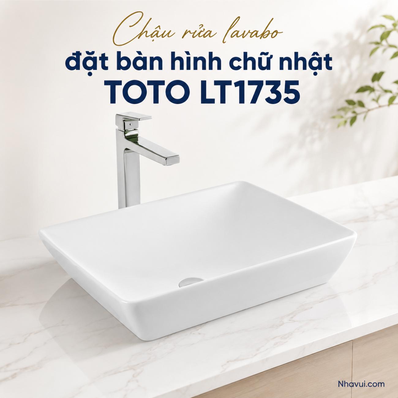 Chậu rửa lavabo đặt bàn hình chữ nhật TOTO LT1735