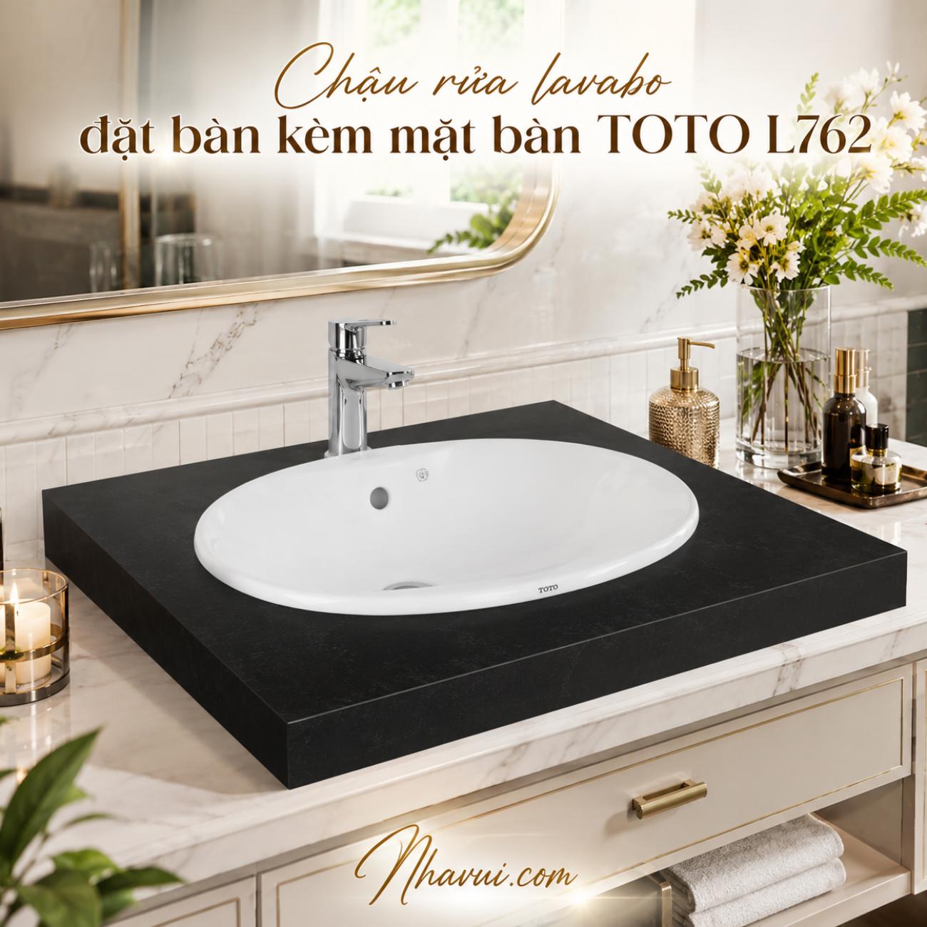Chậu rửa lavabo đặt bàn kèm mặt bàn TOTO L762