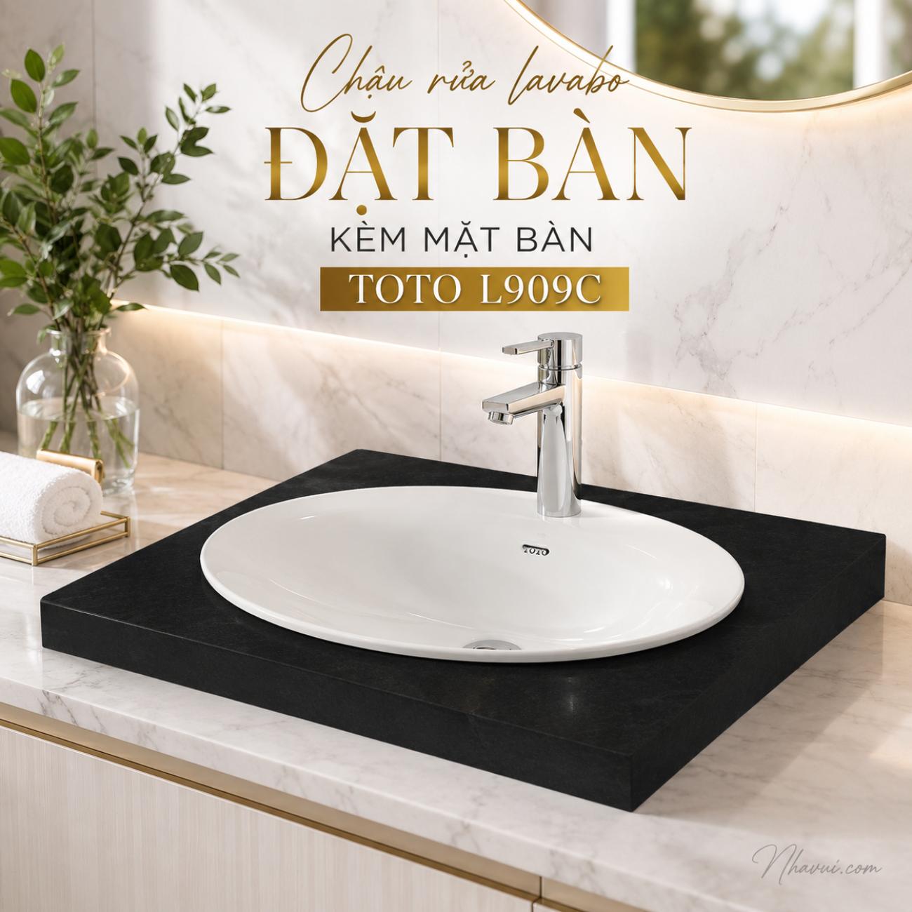 Chậu rửa lavabo đặt bàn kèm mặt bàn TOTO L909C