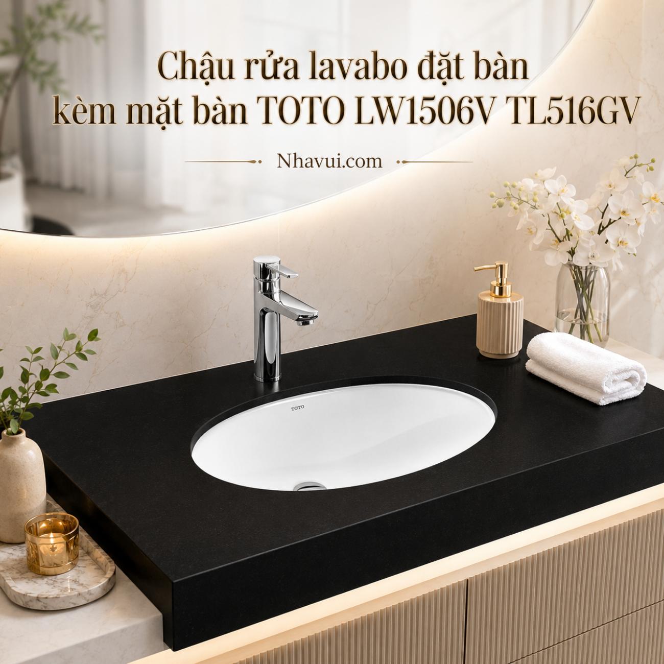 Chậu rửa lavabo đặt bàn kèm mặt bàn TOTO LW1506V TL516GV
