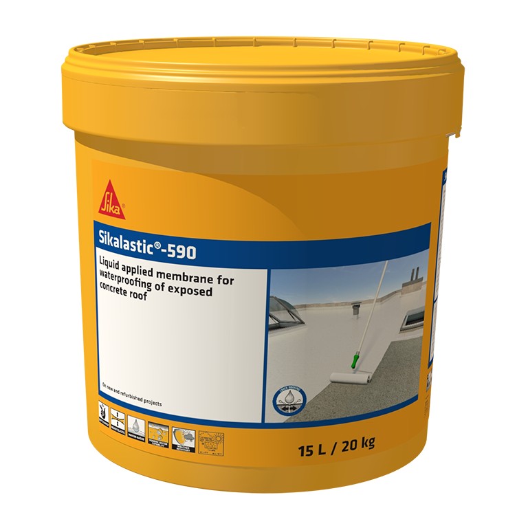 Chống thấm PU-Acrylic gốc nước 1 thành phần Sikalastic-590 chính hãng Sika – Thùng 4kg, Thùng 20kg