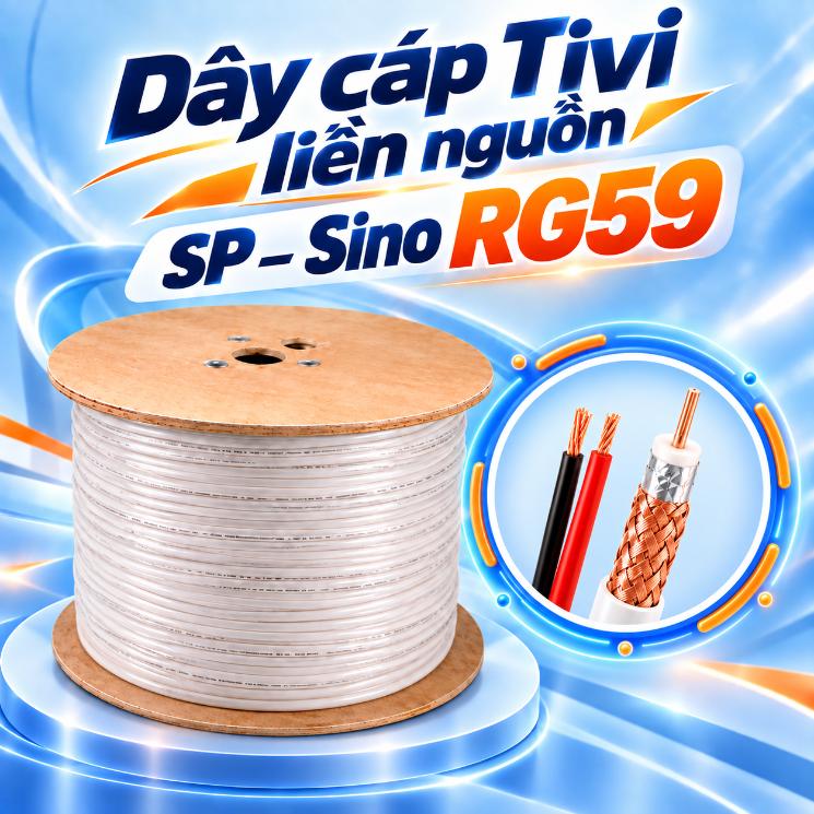 Dây cáp Tivi liền nguồn SP – Sino RG59