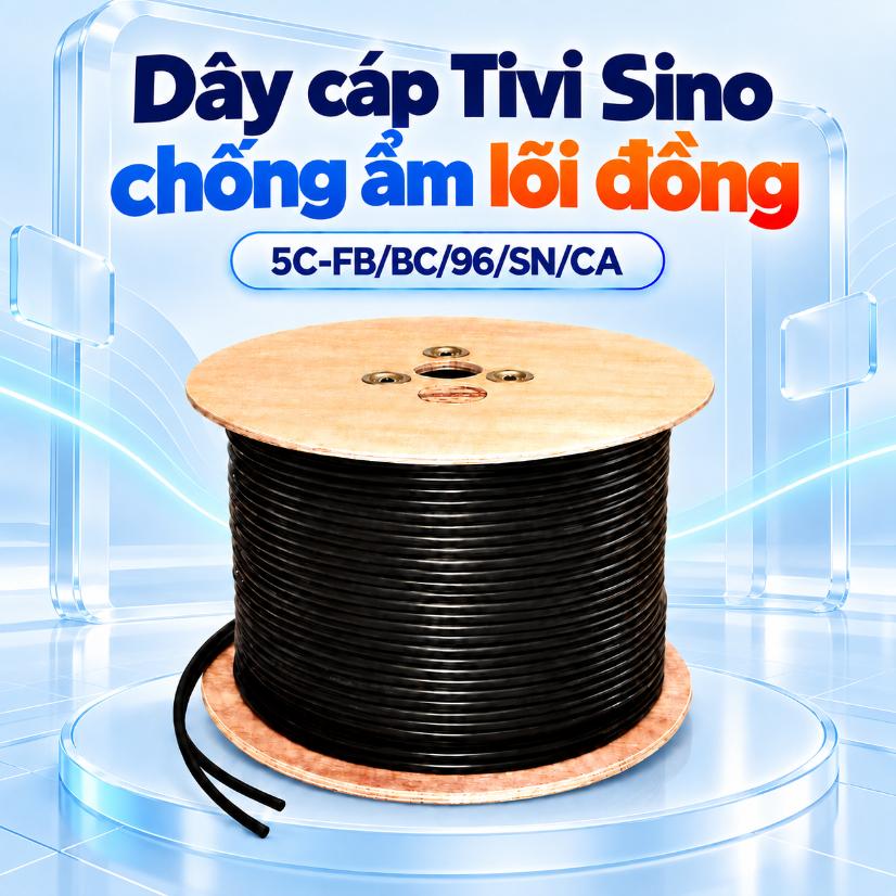 Dây cáp Tivi Sino chống ẩm 5C-FB/BC/96/SN/CA lõi đồng