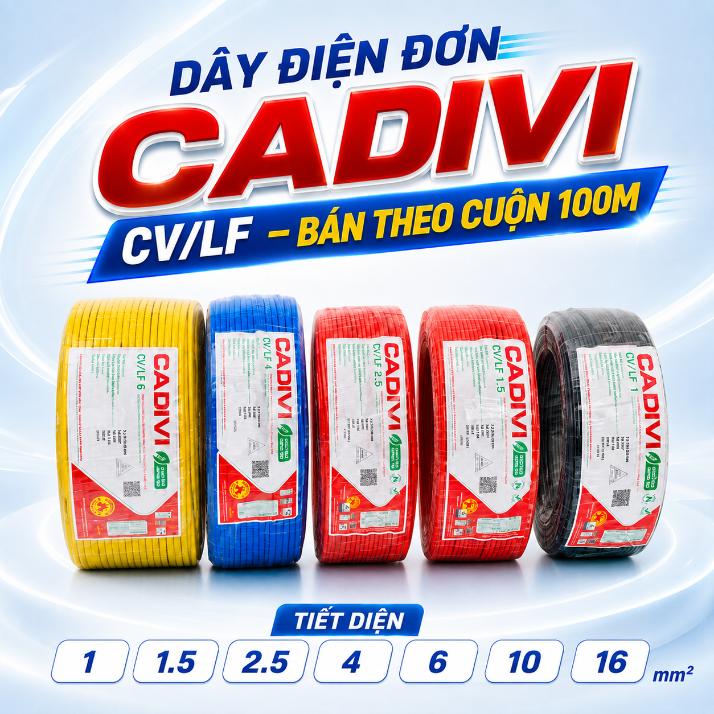 Dây điện đơn CADIVI CV/LF – Cuộn 100m