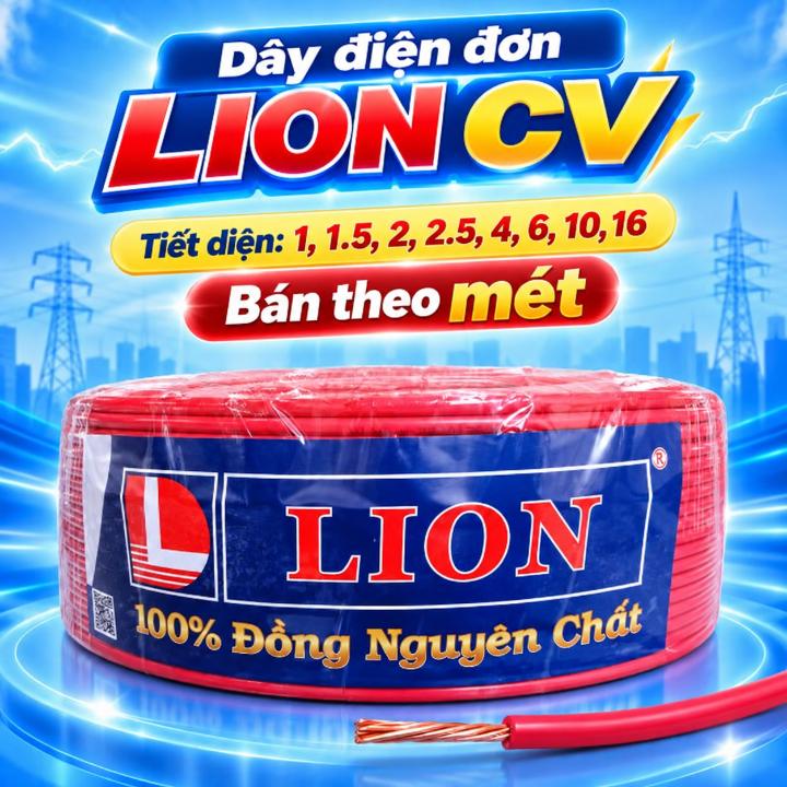 Dây điện đơn LION CV – Ruột đồng, cách điện PVC – Bán theo mét