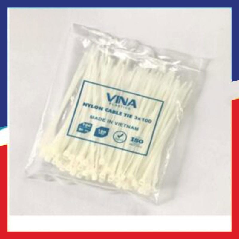 Dây rút nhựa Vina Plastics 100mm màu trắng, đen