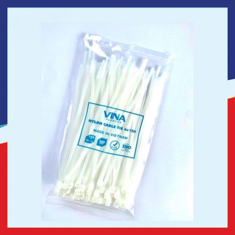 Dây rút nhựa Vina Plastics 150mm màu trắng, đen