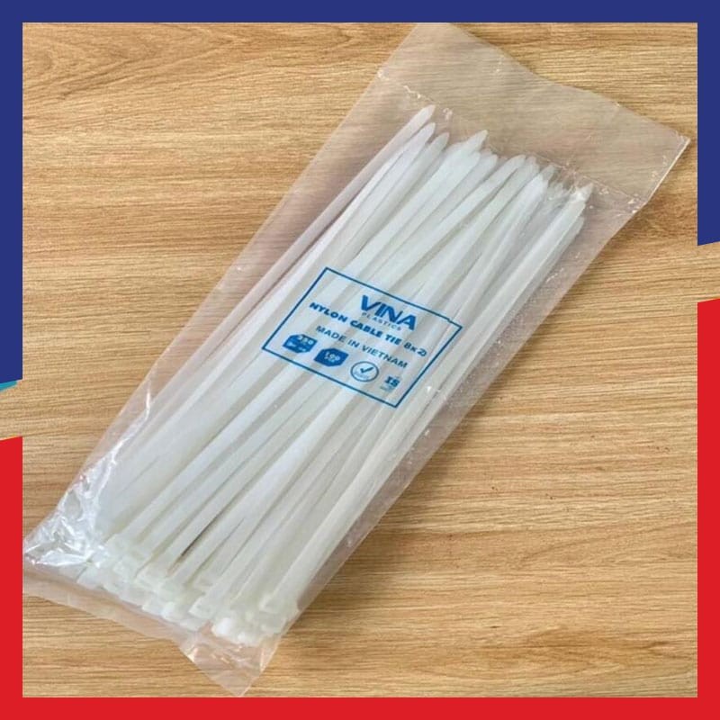 Dây rút nhựa Vina Plastics 250mm màu trắng, đen