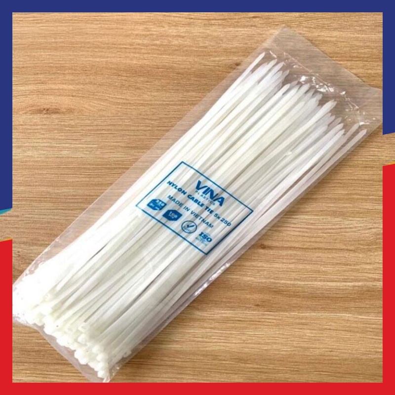 Dây rút nhựa Vina Plastics 250mm màu trắng, đen