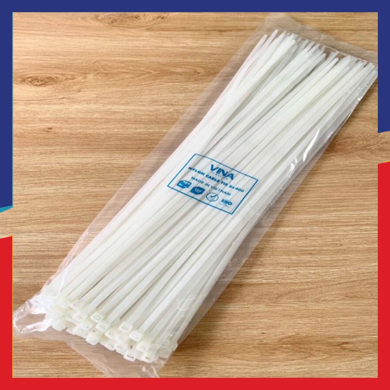 Dây rút nhựa Vina Plastics 400mm màu trắng, đen