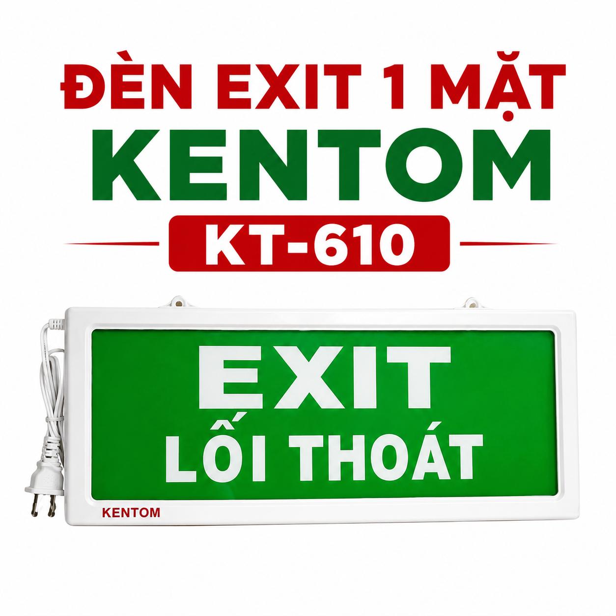 Đèn exit 1 mặt Kentom KT-610