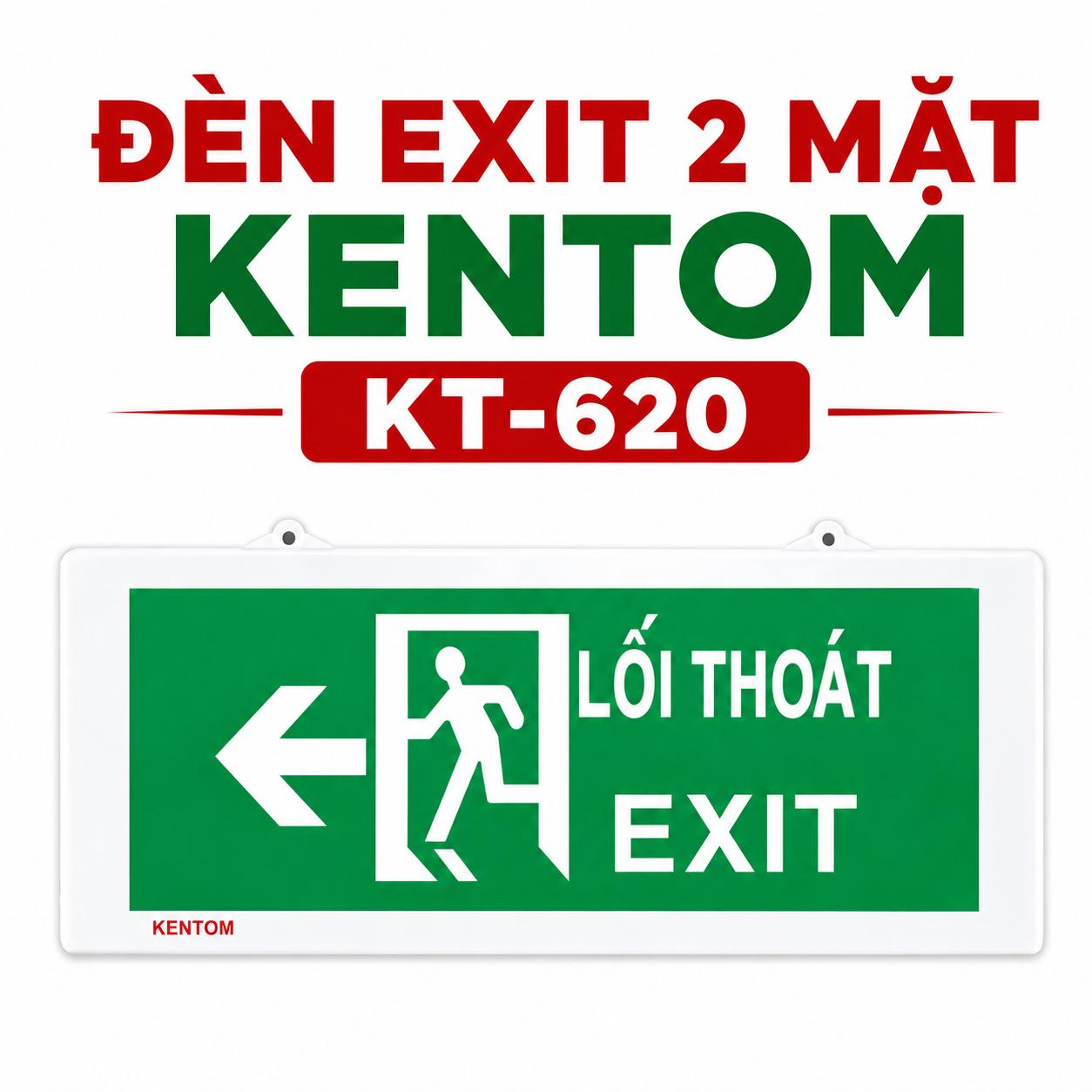 Đèn exit 2 mặt Kentom KT620