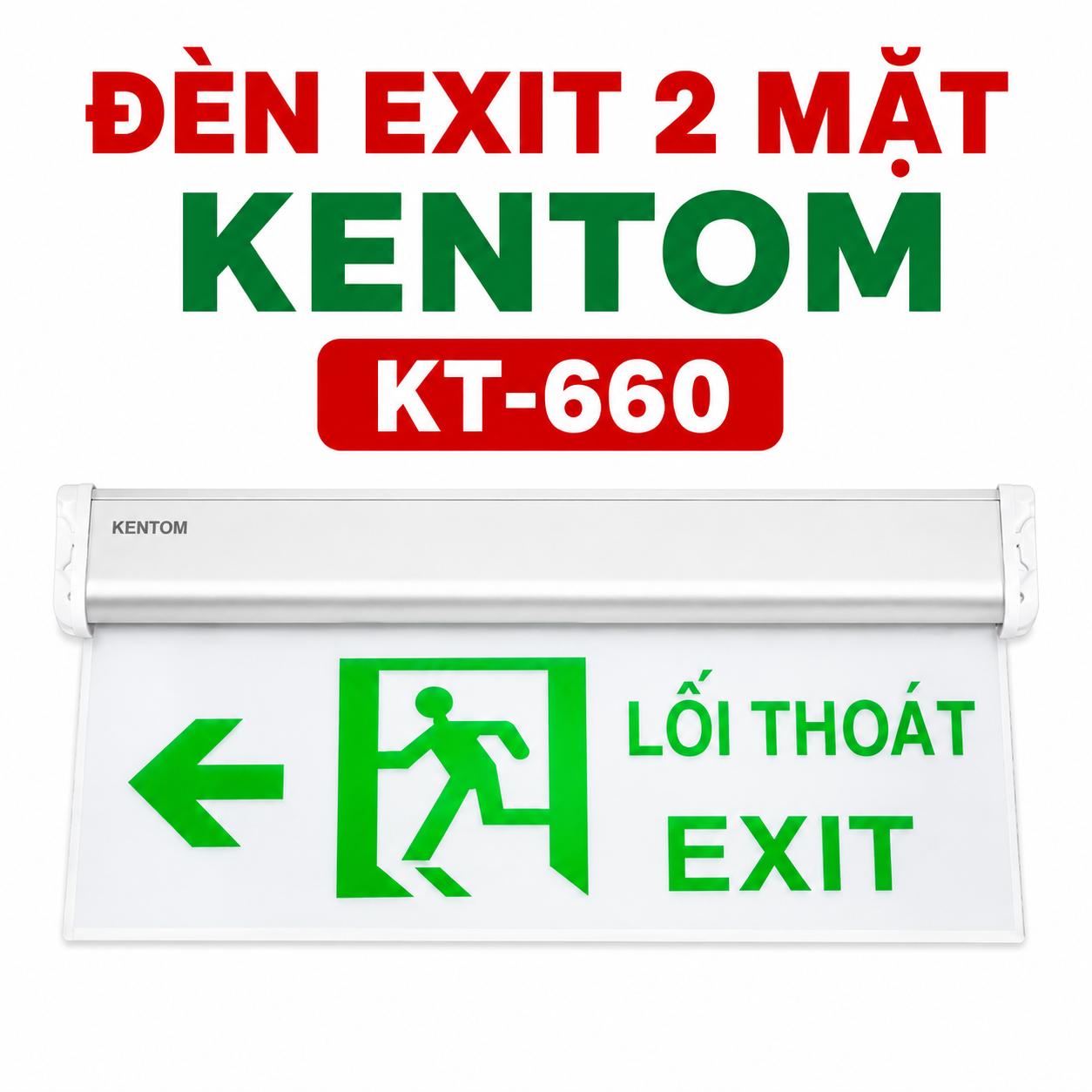 Đèn exit 2 mặt Kentom KT660