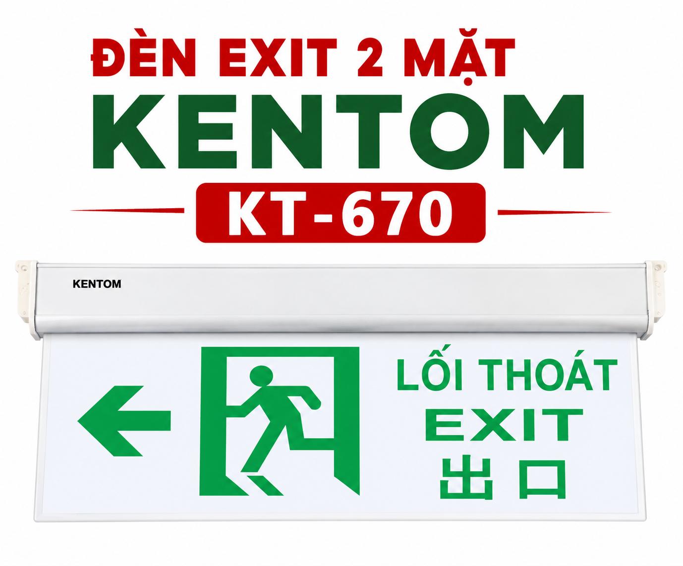 Đèn exit 2 mặt Kentom KT670