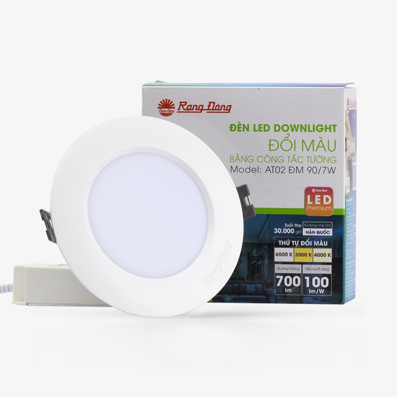 Đèn LED âm trần Downlight đổi màu Rạng Đông AT02 ĐM Ø90/Ø110 (7W–10W)