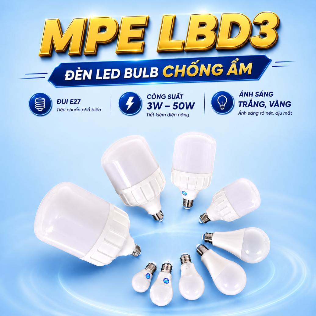 Đèn LED Bulb chống ẩm MPE LBD3 E27