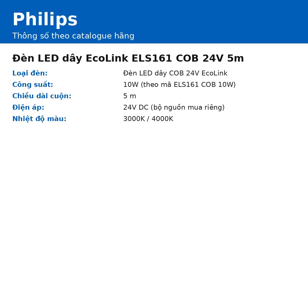 Đèn LED dây EcoLink ELS161 COB 24V 5m