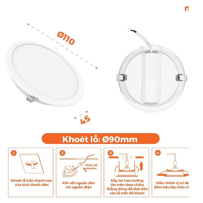 Đèn LED downlight Nanoco ECO Ø90 9W NED093 / NED094 / NED096 / NED09C