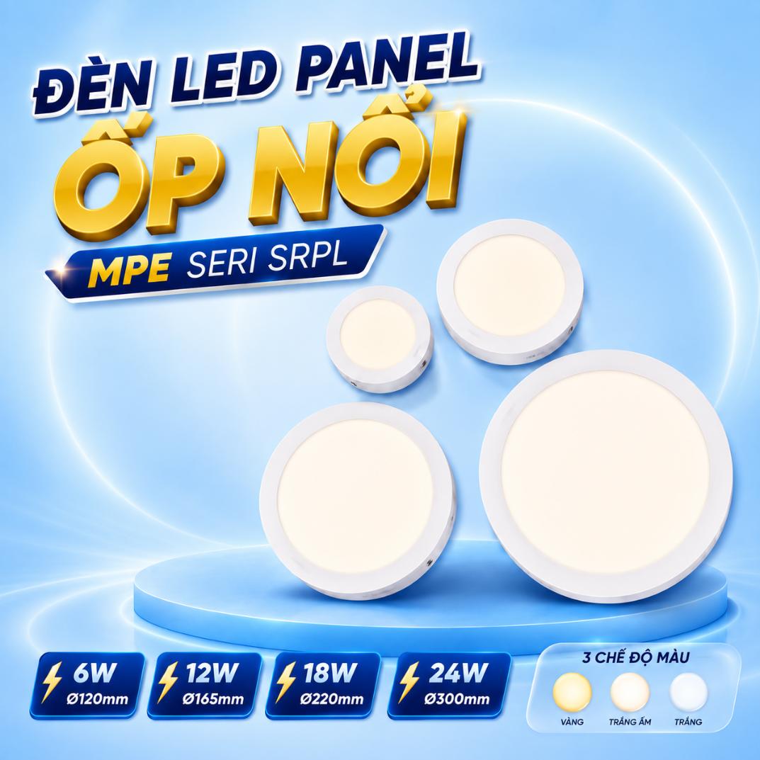 Đèn LED Panel ốp nổi MPE Seri SRPL 6W 12W 18W 24W