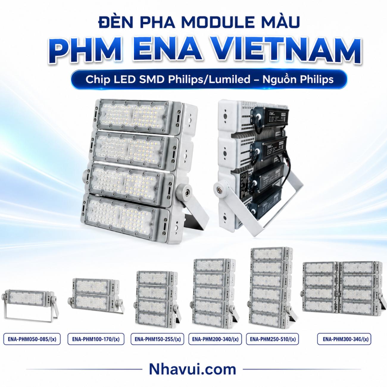 Đèn pha module màu PHM ENA Vietnam cấu hình Chip LED SMD Philips/Lumiled – Nguồn Philips
