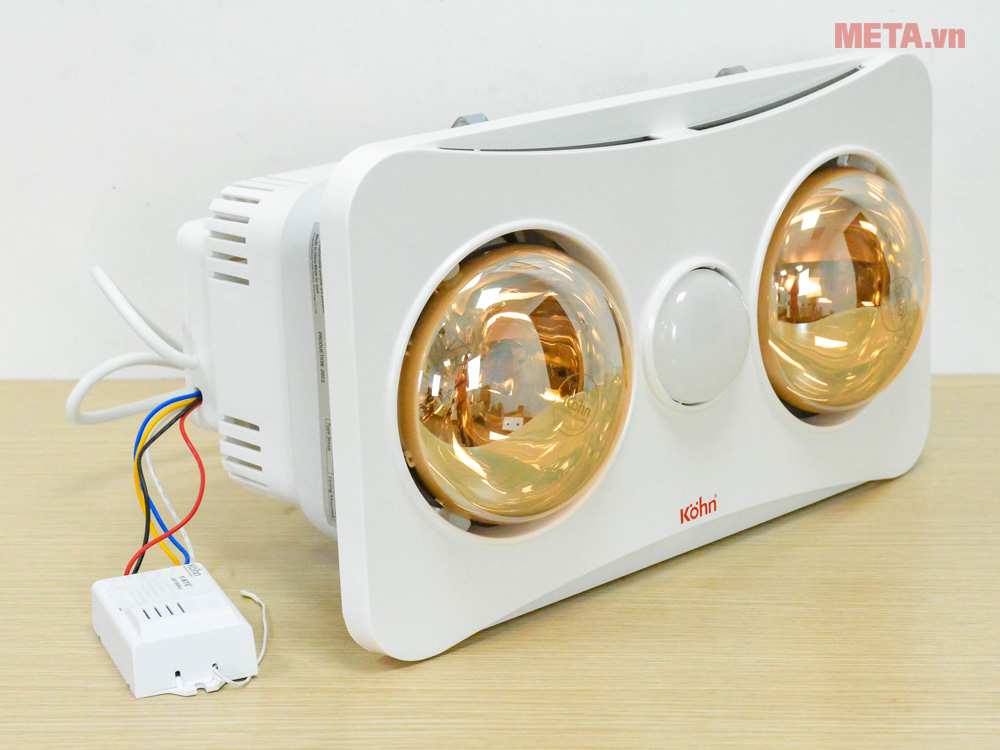 Đèn sưởi nhà tắm 2 bóng âm trần Kohn BK02G có điều khiển