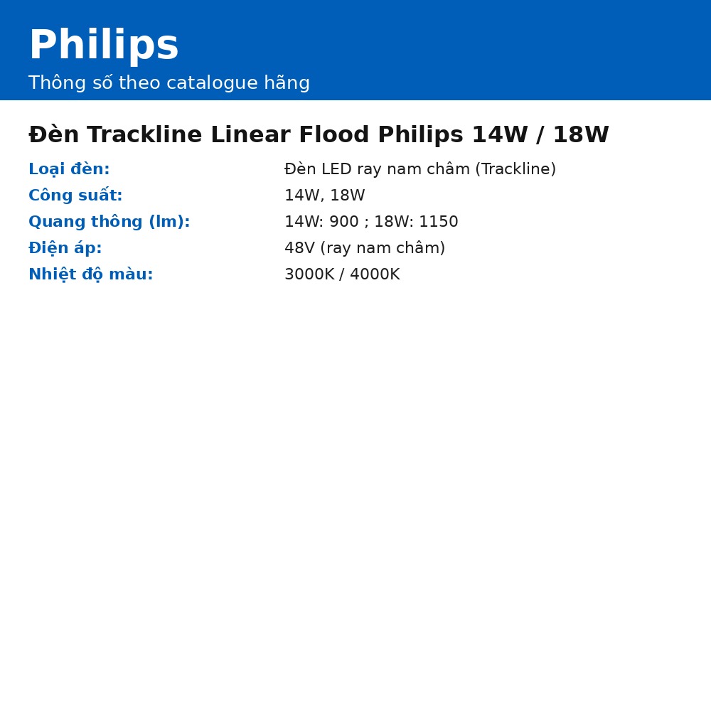 Đèn Trackline Linear Flood Philips 14W / 18W chính hãng