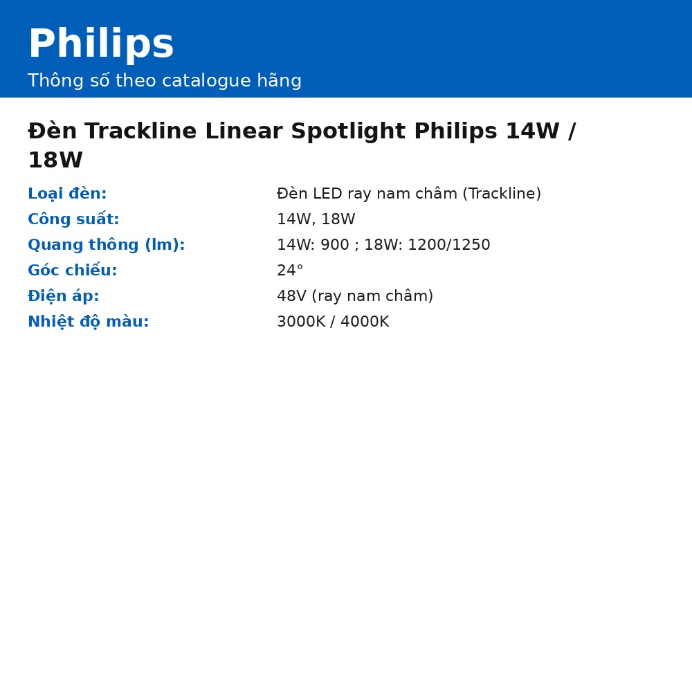Đèn Trackline Linear Spotlight Philips 14W / 18W chính hãng