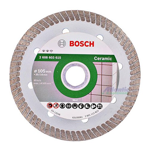 Đĩa cắt gạch ceramic kim cương Turbo Bosch 2608603615 – 105 mm, lỗ 20/16 mm