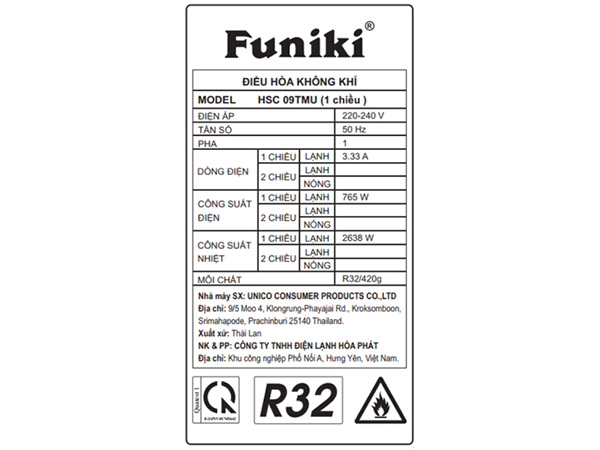 Điều hòa 1 chiều Funiki 9.000 BTU HSC-09TMU(1)