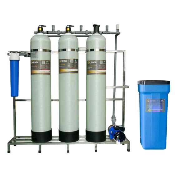 Hệ thống lọc nước tổng gia đình 3 cột inox van tự động Kensi KS/LT/1000/AT/3I