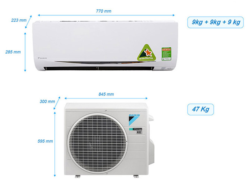 Hệ thống máy lạnh Daikin Multi S Inverter 3HP MKC70SVMV + 3 dàn lạnh CTKC25RVMV