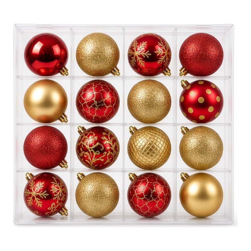 Hộp 16 quả châu Noel combo đỏ vàng 6cm