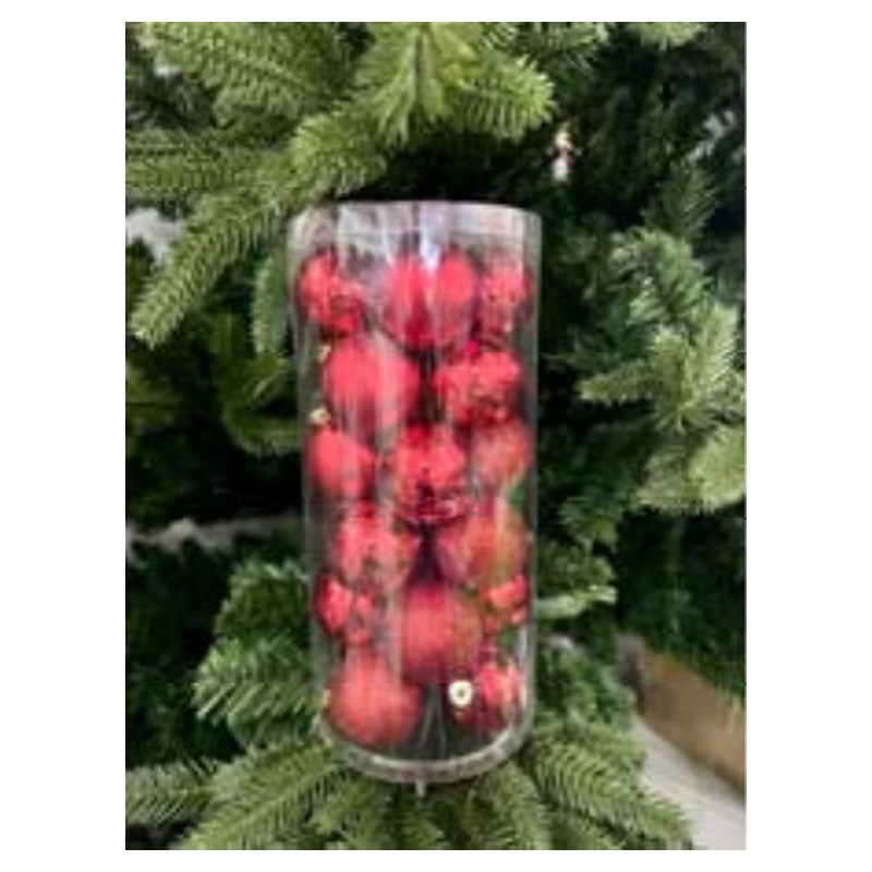 Hộp 24 quả châu Noel mờ kim tuyến 6cm (đỏ/vàng/bạc)