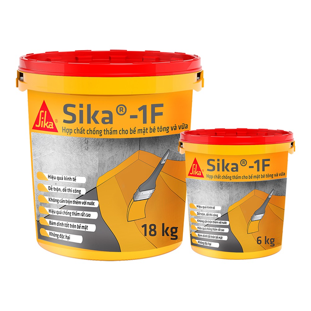Hợp chất chống thấm Sika-1 F chính hãng Sika – Thùng 6kg, Thùng 18kg