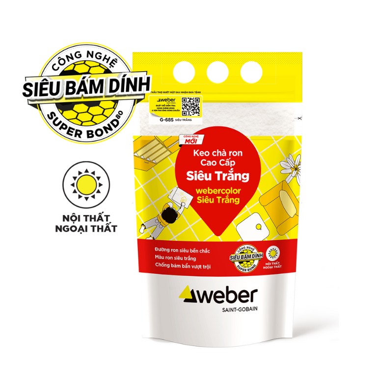 Keo chà ron Weber webercolor Siêu Trắng G68S gói 1kg chính hãng