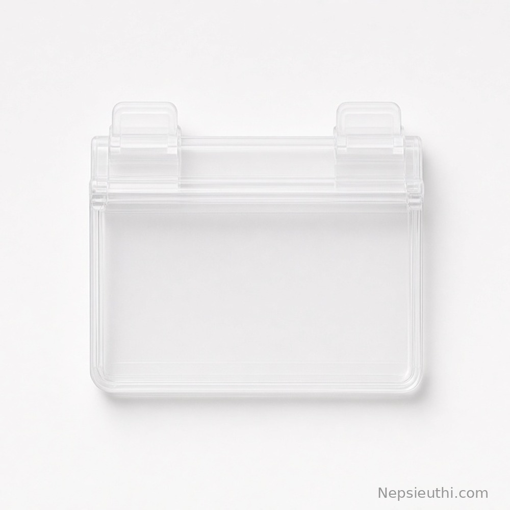 Kẹp thẻ giá kệ siêu thị KG-42 nhựa PVC trong suốt, khoảng 42×40mm