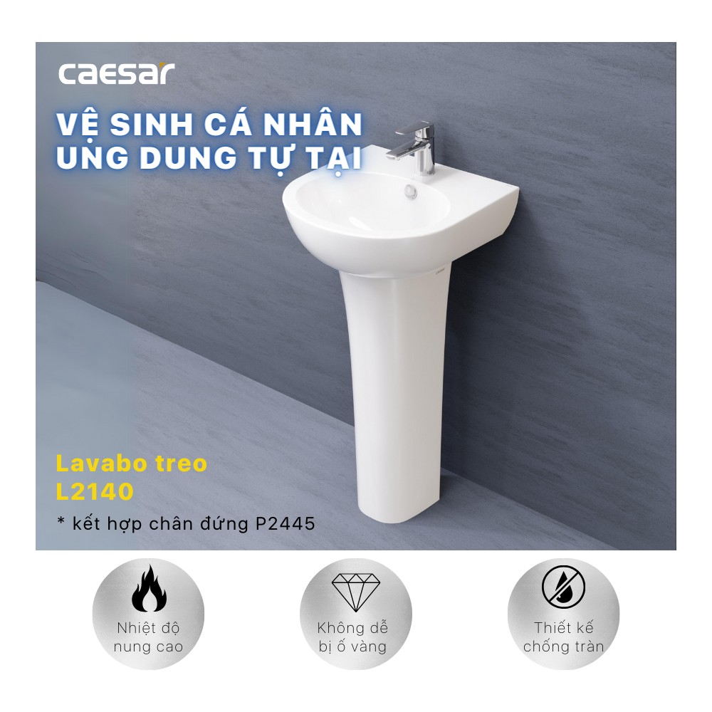 Lavabo treo tường Caesar L2140 – 405 x 405 x 185mm chính hãng, bảo hành 24 tháng
