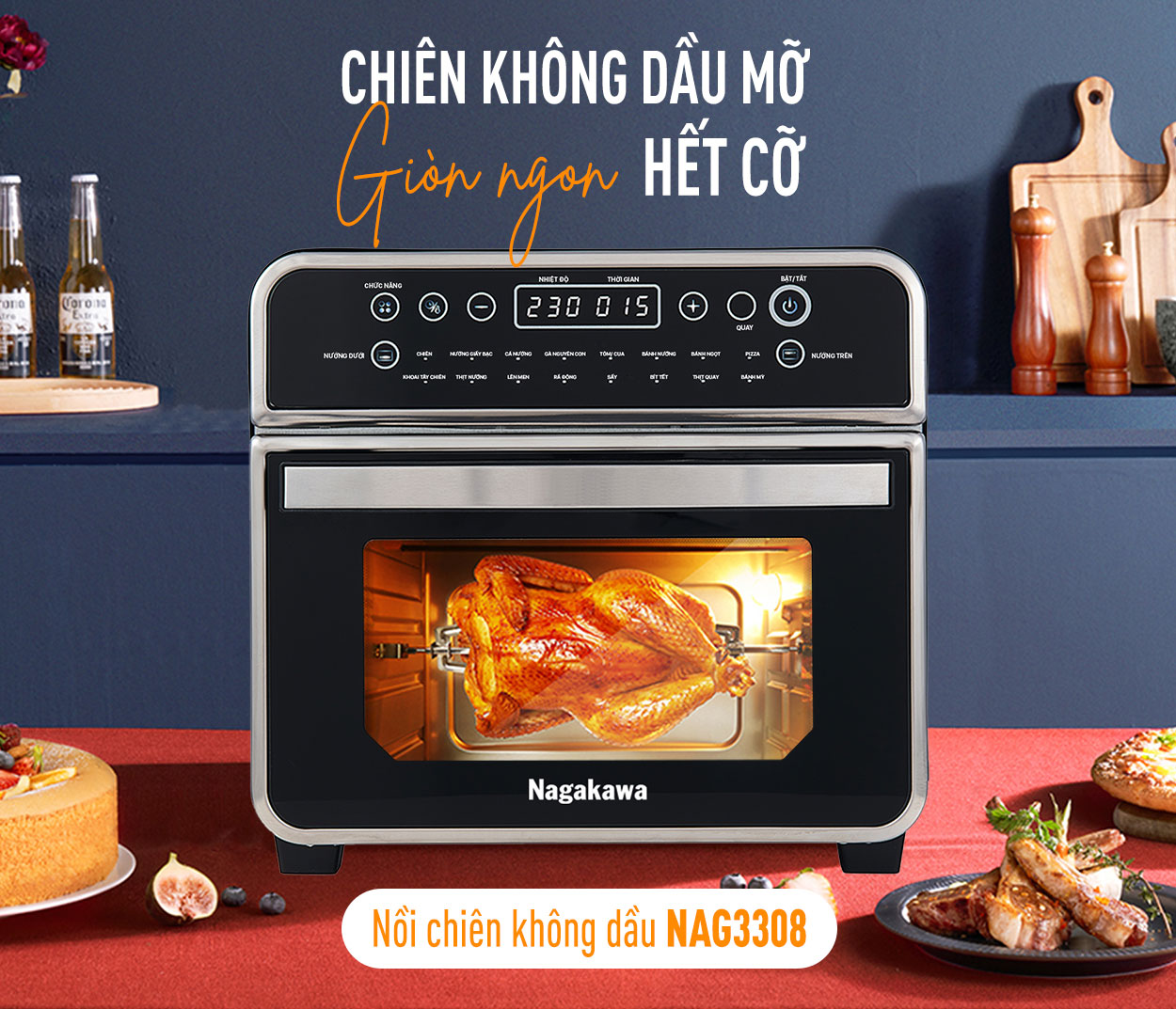 Lò chiên không dầu Nagakawa NAG3308 16 lít